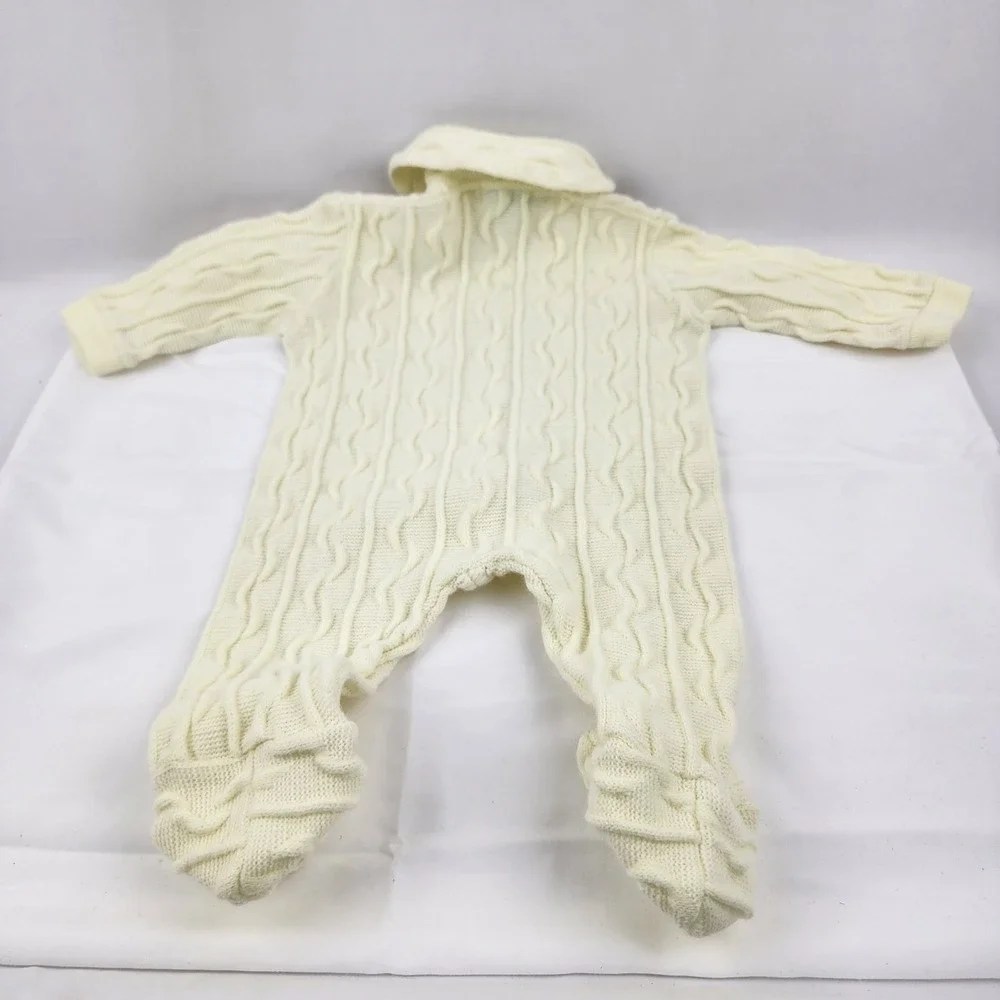 Vintage Cradlecraft Baby Acrylic Nylon Footie‎ Baby Isreal 3/6 yellow tint gift